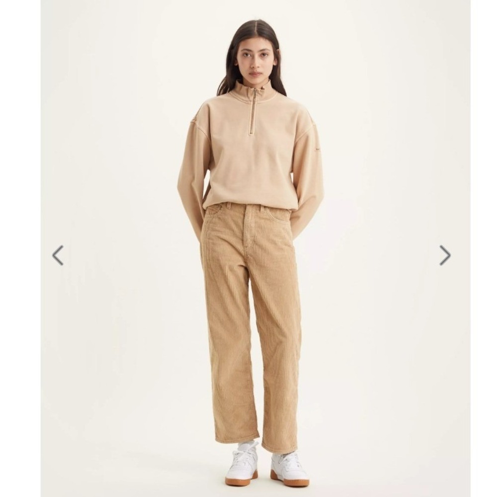 Levis Ribcage Straight Ankle Corduroy Pants Tan Boho Preppy Minimalist‎ Size 26
